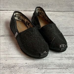 TOMS girls black sparkle shoes- size 12Y